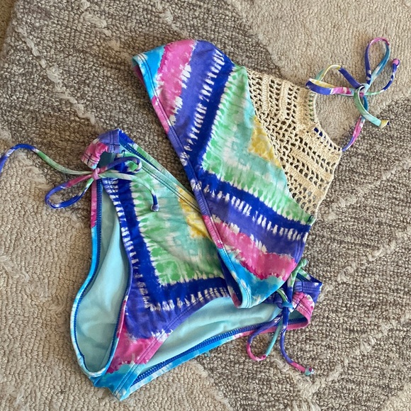 💕💜Hobie 2 piece girl swimwear boho tie dye style bikini 💕💜size 12 - Picture 1 of 8